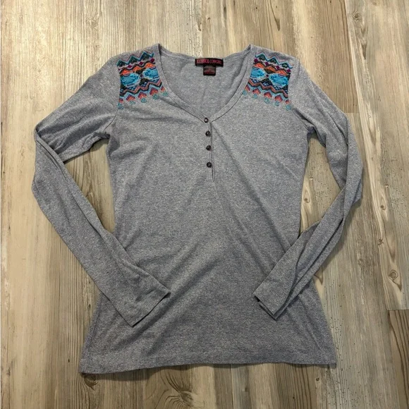 ROCK&ROLL Cowgirl size large long sleeve shirt with embroidered details - Picture 1 of 8